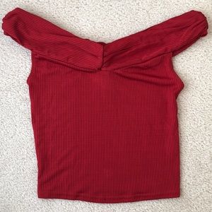 Urban Outfitters Red Off-the-Shoulder Crop Top
